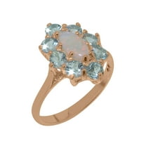 LBG British Made 9k Rose Gold Natural Opal & Aquamarine Womens Statement Ring - 33 size options - Size 10