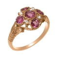 thumbnail image 1 of LBG British Made 9k Rose Gold Natural Pink Tourmaline & Cubic Zirconia Womens Statement Ring - 33 size options - Size 9, 1 of 5