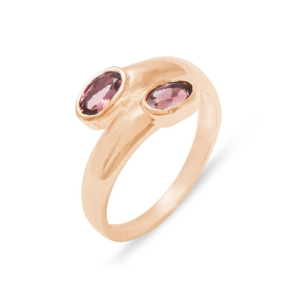 LBG British Made 9k Rose Gold Natural Pink Tourmaline Womens Band Ring - 33 size options - Size 4.75