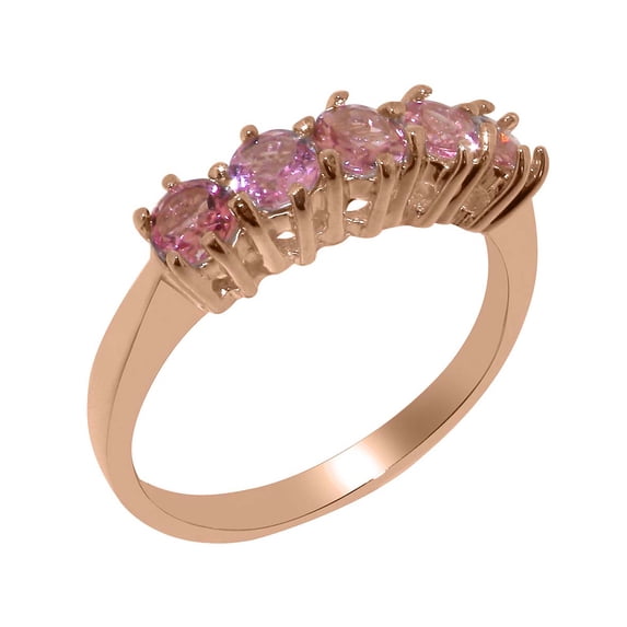 LBG British Made 9k Rose Gold Natural Pink Tourmaline Womens Eternity Ring - 33 size options - Size 10.75