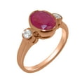 thumbnail image 1 of LBG British Made 9k Rose Gold Natural Ruby & Diamond Womens Anniversary Ring - 33 size options - Size 5, 1 of 6