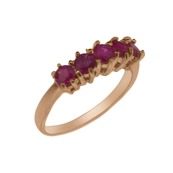 LBG British Made 9k Rose Gold Natural Ruby Womens Promise Ring - 33 size options - Size 10.5