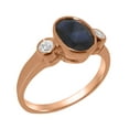 thumbnail image 1 of LBG British Made 9k Rose Gold Natural Sapphire & Diamond Womens Promise Ring - 33 size options - Size 7, 1 of 6