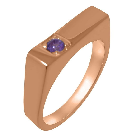 LBG British Made 9k Rose Gold Real Genuine Amethyst Mens Band Ring - 33 size options - Size 8.25