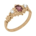 thumbnail image 1 of LBG British Made 9k Rose Gold Real Genuine Pink Tourmaline & Diamond Womens Promise Ring - 33 size options - Size 8.25, 1 of 8