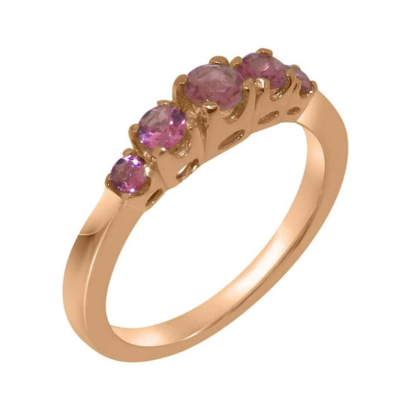 LBG British Made 9k Rose Gold Ring with Natural Pink Tourmaline Womens band Ring - 33 size options - Size 4