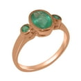 thumbnail image 1 of LBG British Made 9k Rose Gold ring with Natural Emerald Womens Engagement Ring - 33 size options - Size 11, 1 of 5