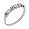 thumbnail image 1 of LBG British Made 9k White Gold Cubic Zirconia & Natural Pink Tourmaline Womens Anniversary Ring - 33 size options - Size 6.75, 1 of 9