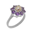 thumbnail image 1 of LBG British Made 9k White Gold Cultured Pearl & Amethyst Womens Statement Ring - 33 size options - Size 5.75, 1 of 6