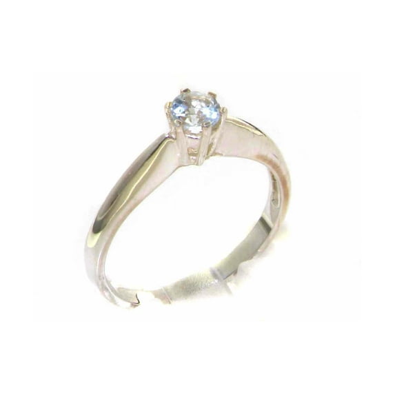 LBG British Made 9k White Gold Natural Aquamarine Womens Statement Ring - 33 size options - Size 6.5