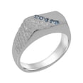 thumbnail image 1 of LBG British Made 9k White Gold Natural Blue Topaz Mens band Ring - 33 size options - Size 9.5, 1 of 6