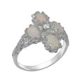 thumbnail image 1 of LBG British Made 9k White Gold Natural Diamond & Opal Womens Cluster Ring - 33 size options - Size 11.25, 1 of 6