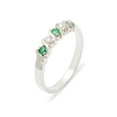 thumbnail image 1 of LBG British Made 9k White Gold Natural Emerald & Cultured Pearl Womens Eternity Ring - 33 size options - Sizes 4 to 12 Available, 1 of 6