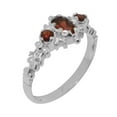 thumbnail image 1 of LBG British Made 9k White Gold Natural Garnet Womens Anniversary Ring - 33 size options - Size 10, 1 of 9