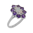 thumbnail image 1 of LBG British Made 9k White Gold Natural Opal & Amethyst Womens Statement Ring - 33 size options - Size 9, 1 of 6