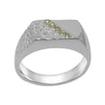 thumbnail image 1 of LBG British Made 9k White Gold Natural Peridot Mens Promise Ring - 33 size options - Size 6.5, 1 of 6