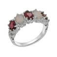 thumbnail image 1 of LBG British Made 9k White Gold Natural Pink Tourmaline & Opal Womens Eternity Ring - 33 size options - Size 10, 1 of 8