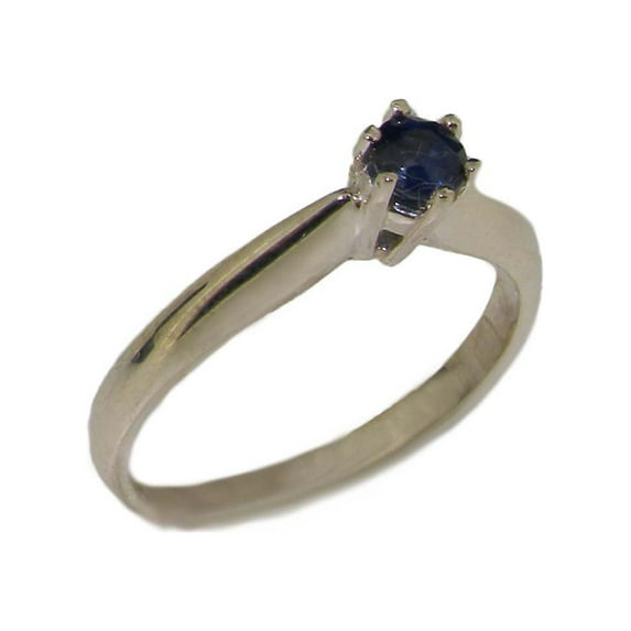 LBG British Made 9k White Gold Natural Sapphire Womens Statement Ring - 33 size options - Size 6.5