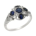 thumbnail image 1 of LBG British Made 9k White Gold Real Genuine Sapphire & Cubic Zirconia Womens Statement Ring - 33 size options - Size 5.75, 1 of 7