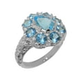thumbnail image 1 of LBG British Made 9k White Gold Real Natural Blue Topaz Womens Engagement Ring - 33 size options - Size 8, 1 of 8