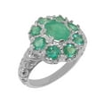 thumbnail image 1 of LBG British Made 9k White Gold Ring with Natural Emerald Womens Statement Ring - 33 size options - Size 7.25, 1 of 8