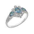thumbnail image 1 of LBG British Made 9k White Gold ring with Natural Blue Topaz & Cubic Zirconia Womens Engagement Ring - 33 size options - Size 11, 1 of 5