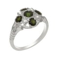 thumbnail image 1 of LBG British Made 9k White Gold ring with Natural Green Tourmaline & Diamond Womens Statement Ring - 33 size options - Size 11, 1 of 6