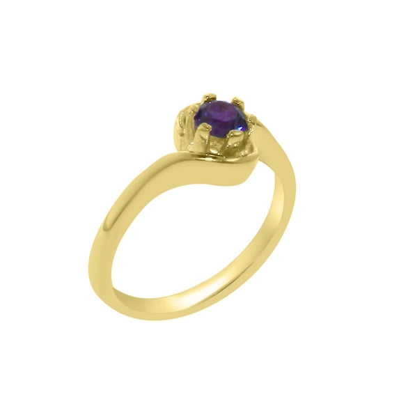 LBG British Made 9k Yellow Gold Amethyst ring Womens Engagement Ring - 33 size options - Size 11.75