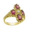 thumbnail image 1 of LBG British Made 9k Yellow Gold Cubic Zirconia & Pink Tourmaline Womens Statement Ring - 33 size options - Size 5, 1 of 6