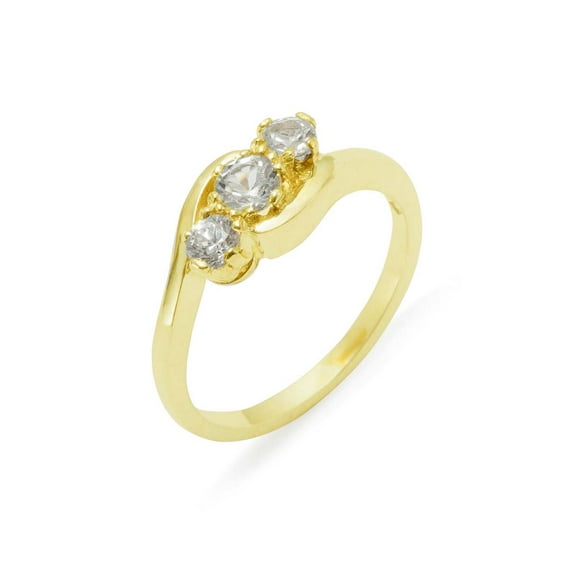 LBG British Made 9k Yellow Gold Cubic Zirconia Womens Anniversary Ring - 33 size options - Size 4.75
