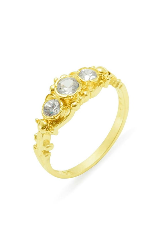 LBG British Made 9k Yellow Gold Cubic Zirconia Womens Anniversary Ring - 33 size options - Size 9
