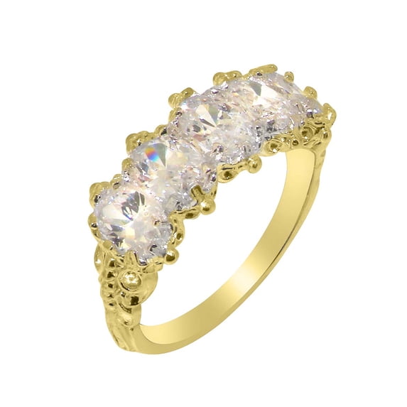 LBG British Made 9k Yellow Gold Cubic Zirconia Womens Eternity Ring - 33 size options - Size 5.75
