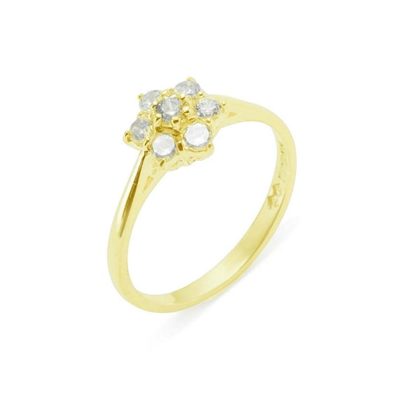 LBG British Made 9k Yellow Gold Cubic Zirconia Womens Promise Ring - 33 size options - Size 4.5