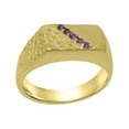 thumbnail image 1 of LBG British Made 9k Yellow Gold Natural Amethyst Mens Promise Ring - 33 size options - Size 6.5, 1 of 6