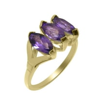 LBG British Made 9k Yellow Gold Natural Amethyst Womens Anniversary Ring - 33 size options - Size 10