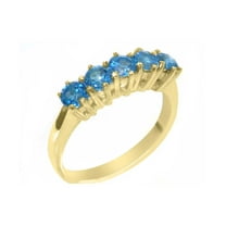 LBG British Made 9k Yellow Gold Natural Blue Topaz Ladies Eternity Ring - 33 size options - Size 10