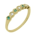 thumbnail image 1 of LBG British Made 9k Yellow Gold Natural Diamond & Emerald Womens Promise Ring - 33 size options - Size 6, 1 of 9