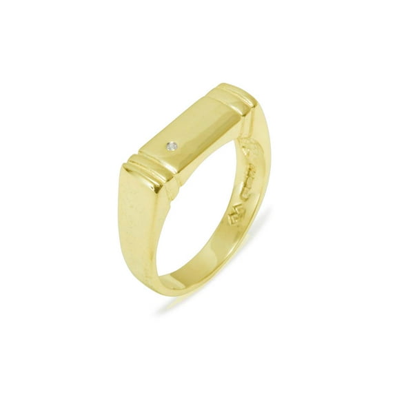LBG British Made 9k Yellow Gold Natural Diamond Mens Band Ring - 25 size options - Size 6.25