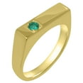 thumbnail image 1 of LBG British Made 9k Yellow Gold Natural Emerald Mens Band Ring - 33 size options - Size 9.5, 1 of 6