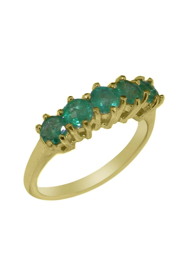 LBG British Made 9k Yellow Gold Natural Emerald Womens Eternity Ring - 33 size options - Size 9
