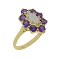 thumbnail image 1 of LBG British Made 9k Yellow Gold Natural Opal & Amethyst Womens Statement Ring - 33 size options - Size 5, 1 of 6