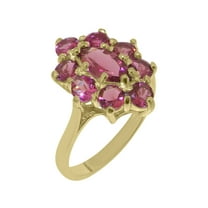 LBG British Made 9k Yellow Gold Natural Pink Tourmaline Womens Statement Ring - 33 size options - Size 10