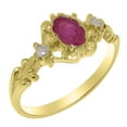 thumbnail image 1 of LBG British Made 9k Yellow Gold Natural Ruby & Cultured Pearl Womens Engagement Ring - 33 size options - Size 11, 1 of 8