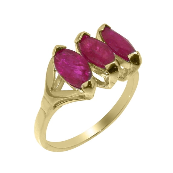 LBG British Made 9k Yellow Gold Natural Ruby Womens Promise Ring - 33 size options - Size 4.25