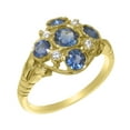 thumbnail image 1 of LBG British Made 9k Yellow Gold Natural Sapphire & Diamond Womens Engagement Ring - 33 size options - Size 4.75, 1 of 7