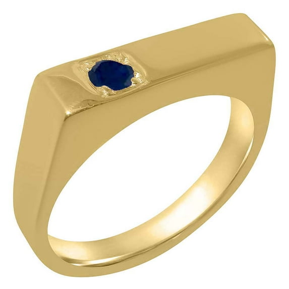 LBG British Made 9k Yellow Gold Natural Sapphire Mens Anniversary Ring - 33 size options - Size 9