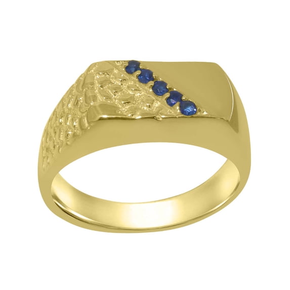 LBG British Made 9k Yellow Gold Natural Sapphire Mens band Ring - 33 size options - Size 10.25