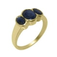 thumbnail image 1 of LBG British Made 9k Yellow Gold Natural Sapphire Womens Anniversary Ring - 33 size options - Size 10, 1 of 6