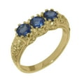 thumbnail image 1 of LBG British Made 9k Yellow Gold Natural Sapphire Womens Anniversary Ring - 33 size options - Size 10, 1 of 7