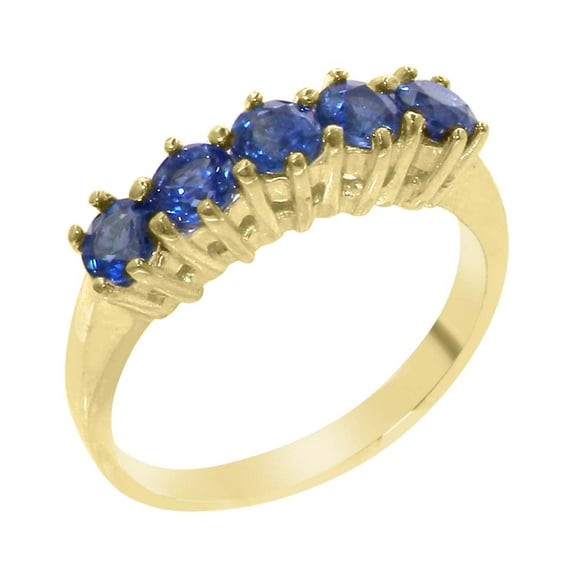 LBG British Made 9k Yellow Gold Natural Sapphire Womens Eternity Ring - 33 size options - Size 6.5